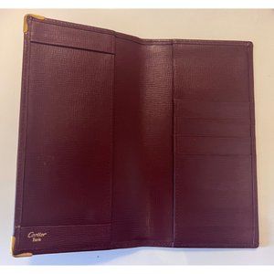 CARTIER Vintage Must De Cartier  Bordeaux Leather Bifold Long Wallet